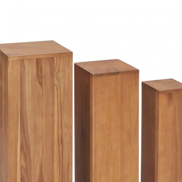 3 Piece Plant Stand Set Solid Teak Wood Image 4