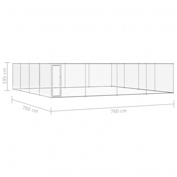 Outdoor Dog Kennel Galvanised Steel 760x760x195 Cm Image 5