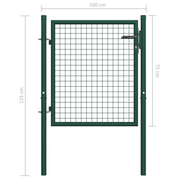 Fence Gate Steel 100x75 Cm Green Image 5