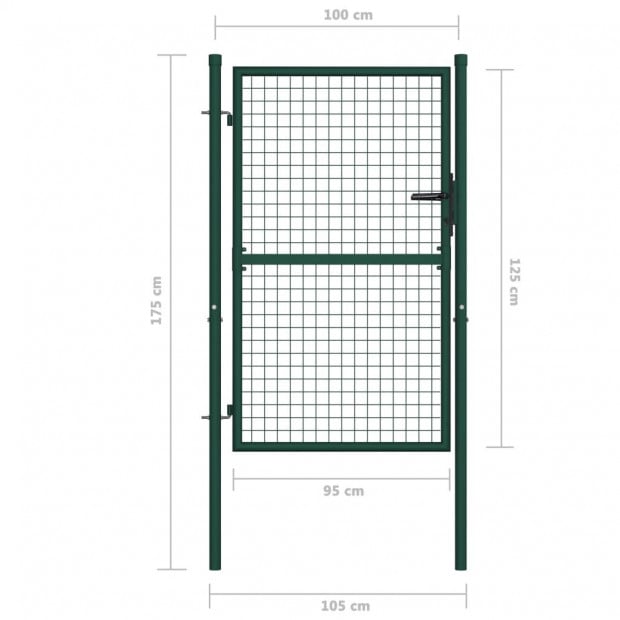 Fence Gate Steel 100x125 Cm Green Image 5