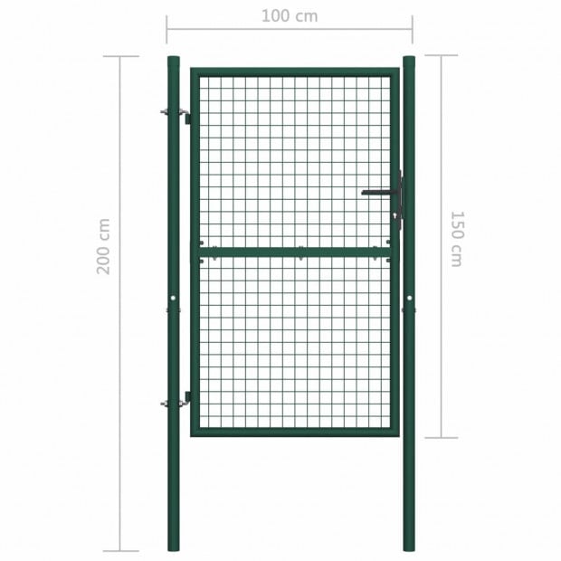 Fence Gate Steel 100x150 Cm Green Image 5