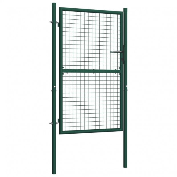 Fence Gate Steel 100x200 Cm Green Image 2