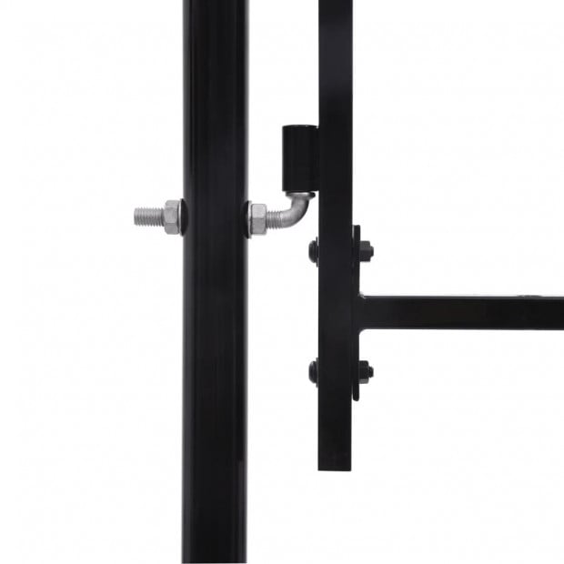 Fence Gate Double Door With Spike Top Steel 3x1.75 M Black Image 3