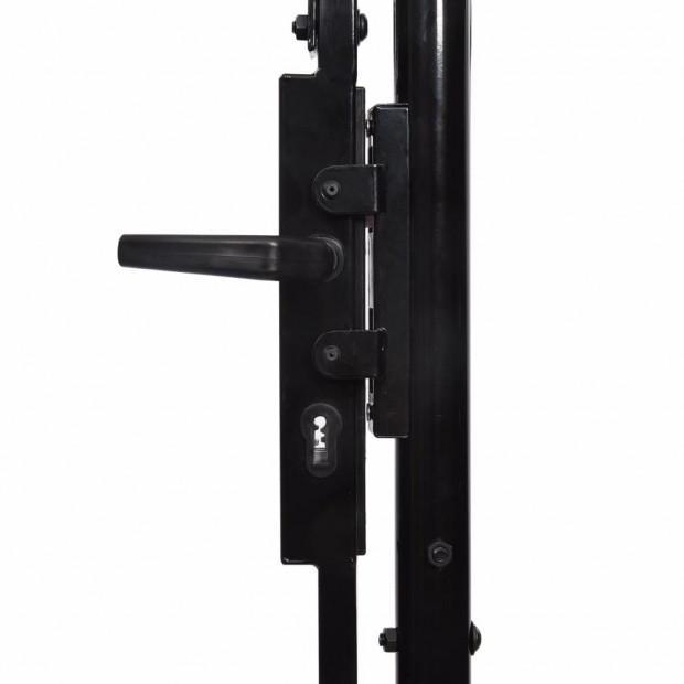Fence Gate Double Door With Spike Top Steel 3x1.75 M Black Image 4