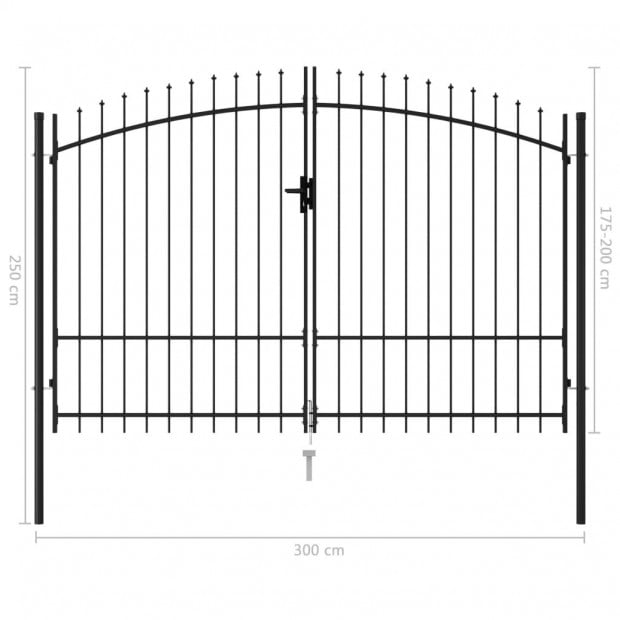 Fence Gate Double Door With Spike Top Steel 3x2 M Black Image 5