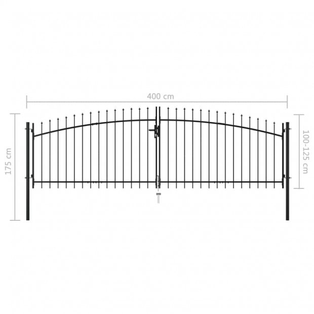 Double Door Fence Gate With Spear Top 400x175 Cm Image 6