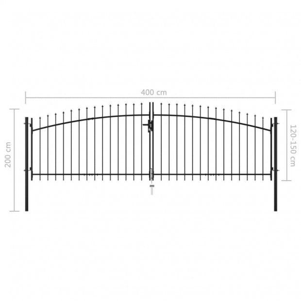 Double Door Fence Gate With Spear Top 400x200 Cm Image 6