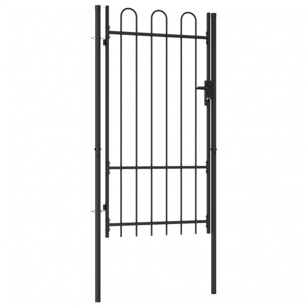 Fence Gate Single Door With Arched Top Steel 1x1.75 M Black Image 2