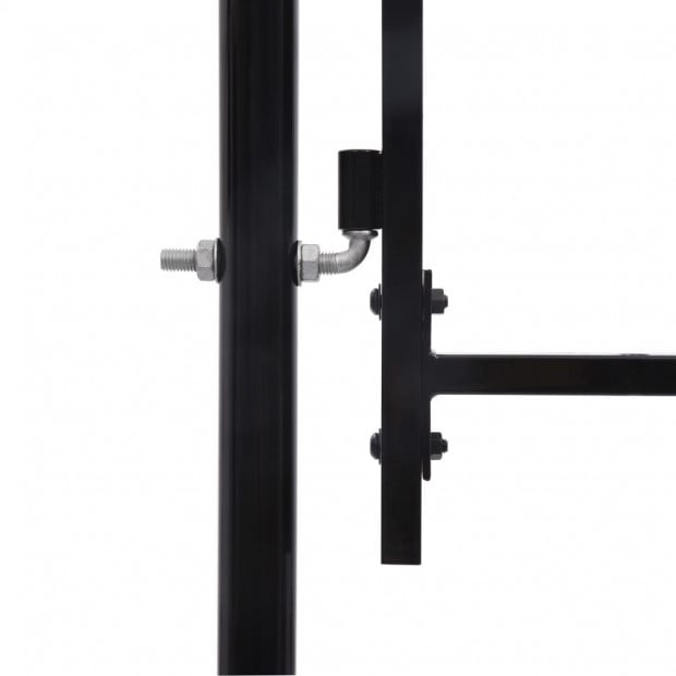 Fence Gate Single Door With Arched Top Steel 1x1.75 M Black Image 3