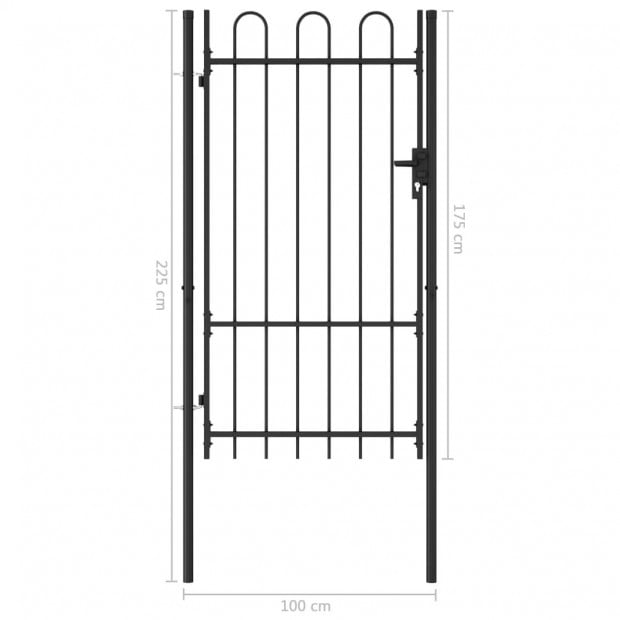 Fence Gate Single Door With Arched Top Steel 1x1.75 M Black Image 5