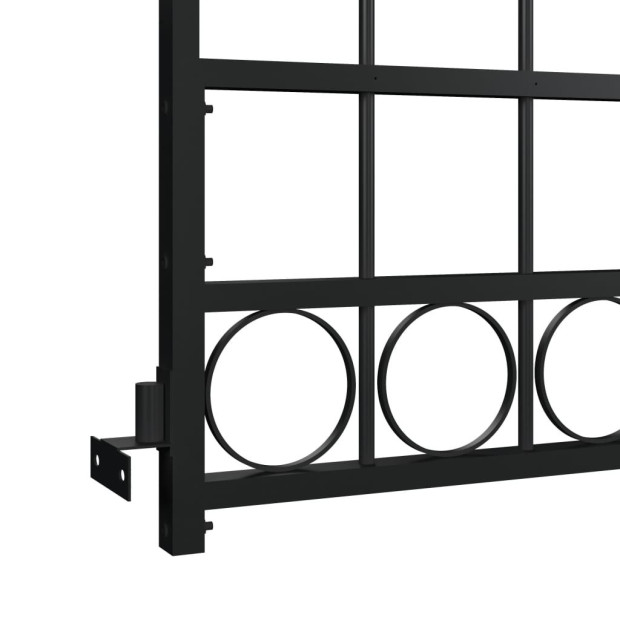 Fence Gate With Arched Top Steel 89x200 Cm Black Image 3