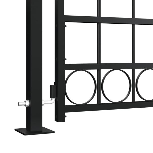 Fence Gate With Arched Top And 2 Posts 105x204 Cm Black Image 3