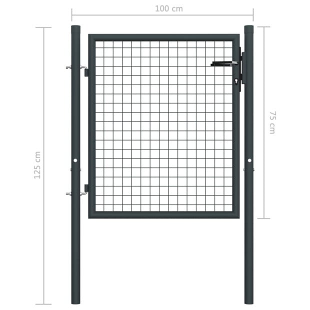 Mesh Garden Gate Galvanised Steel 100x125 Cm Grey Image 5