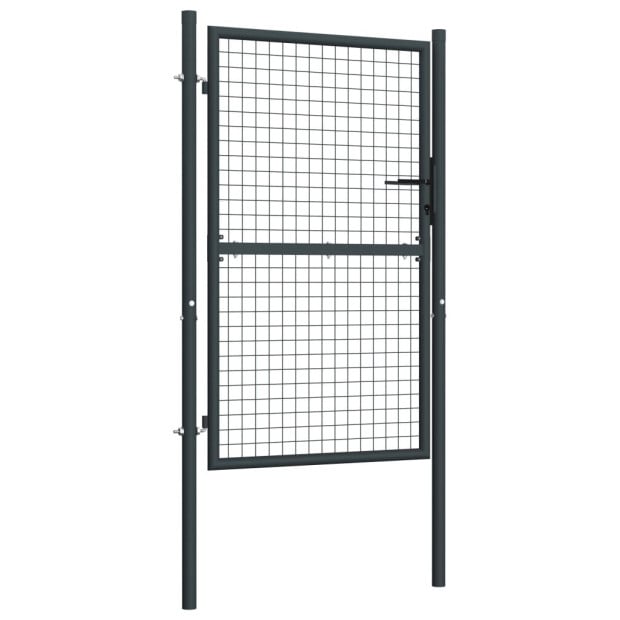 Mesh Garden Gate Galvanised Steel 100x200 Cm Grey Image 2