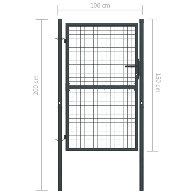 Mesh Garden Gate Galvanised Steel 100x200 Cm Grey Image 5