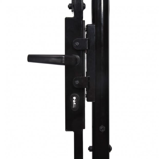Fence Gate Single Door With Arched Top Steel 1x1 M Black Image 4