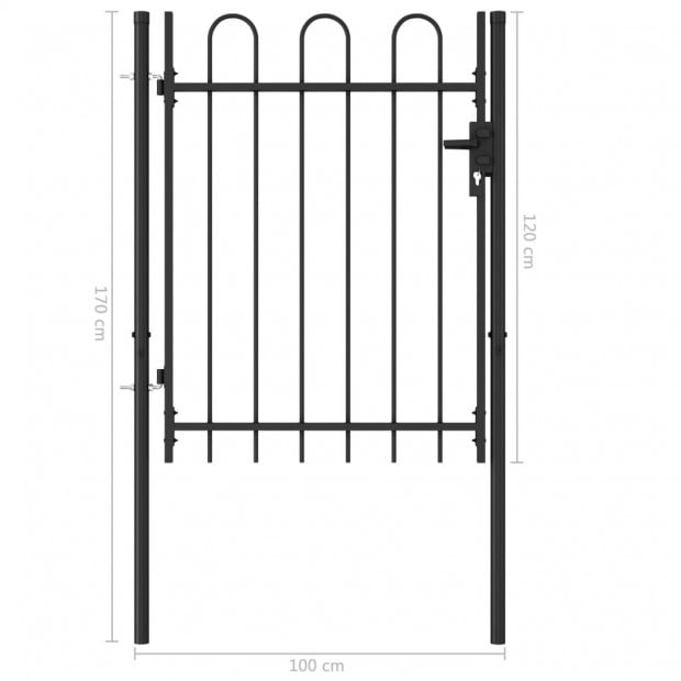 Fence Gate Single Door With Arched Top Steel 1x1.2 M Black Image 5