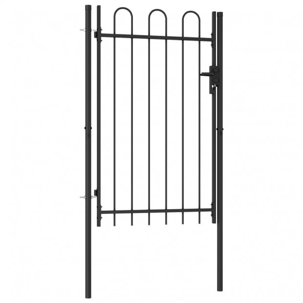 Fence Gate Single Door With Arched Top Steel 1x1.5 M Black Image 2