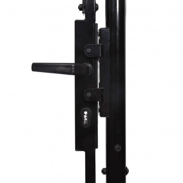Fence Gate Single Door With Arched Top Steel 1x1.5 M Black Image 4
