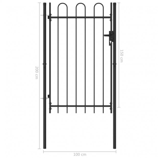 Fence Gate Single Door With Arched Top Steel 1x1.5 M Black Image 5
