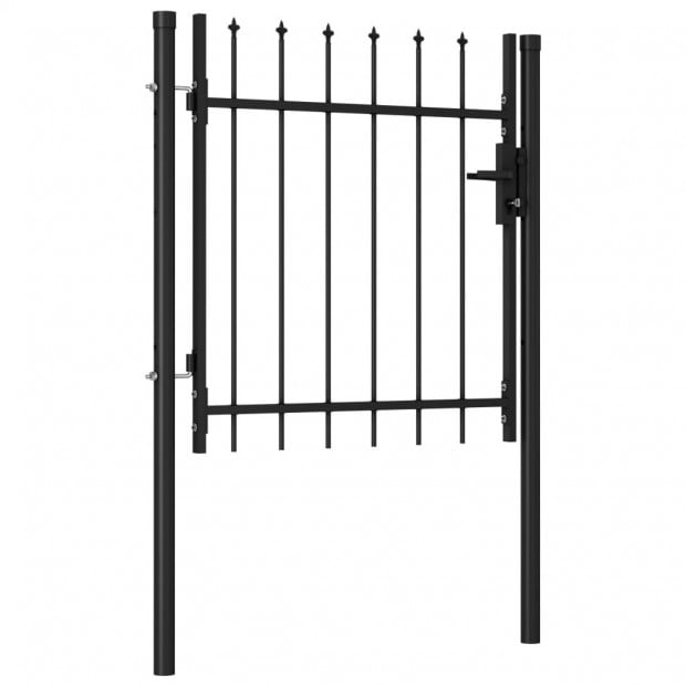 Fence Gate Single Door With Spike Top Steel 1x1 M Black Image 2