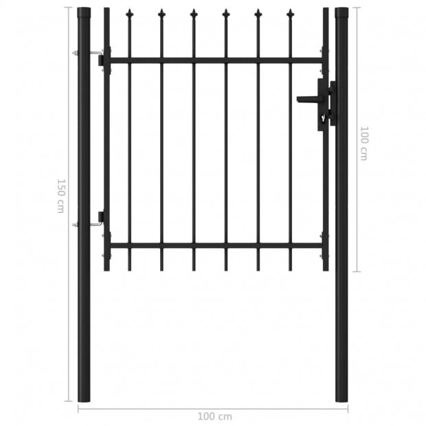 Fence Gate Single Door With Spike Top Steel 1x1 M Black Image 5