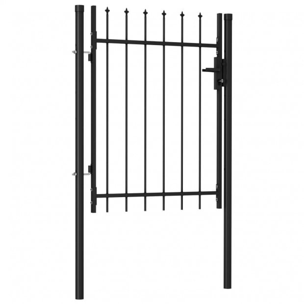 Fence Gate Single Door With Spike Top Steel 1x1.2 M Black Image 2