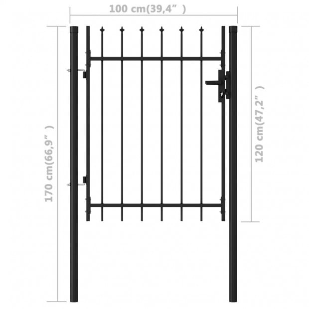 Fence Gate Single Door With Spike Top Steel 1x1.2 M Black Image 5