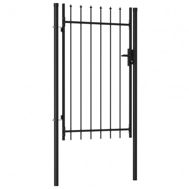 Fence Gate Single Door With Spike Top Steel 1x1.5 M Black Image 2