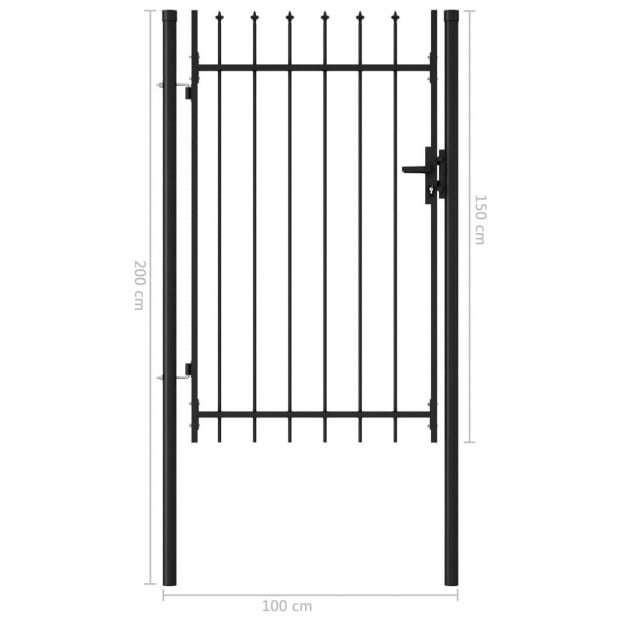Fence Gate Single Door With Spike Top Steel 1x1.5 M Black Image 5