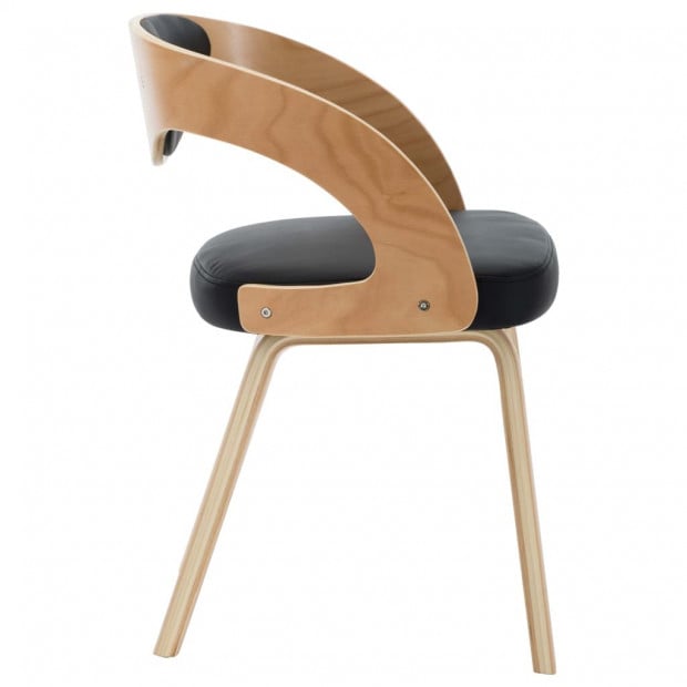Dining Chairs 4 Pcs Black Bent Wood And Faux Leather Image 3