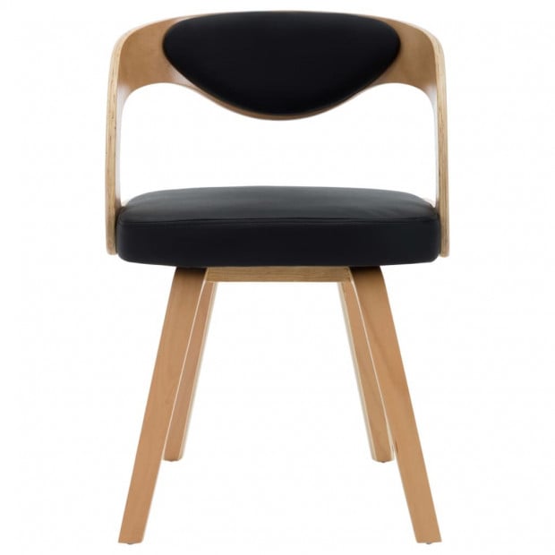 Dining Chairs 4 Pcs Black Bent Wood And Faux Leather Image 4