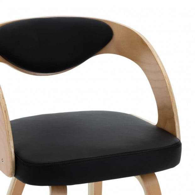 Dining Chairs 4 Pcs Black Bent Wood And Faux Leather Image 5