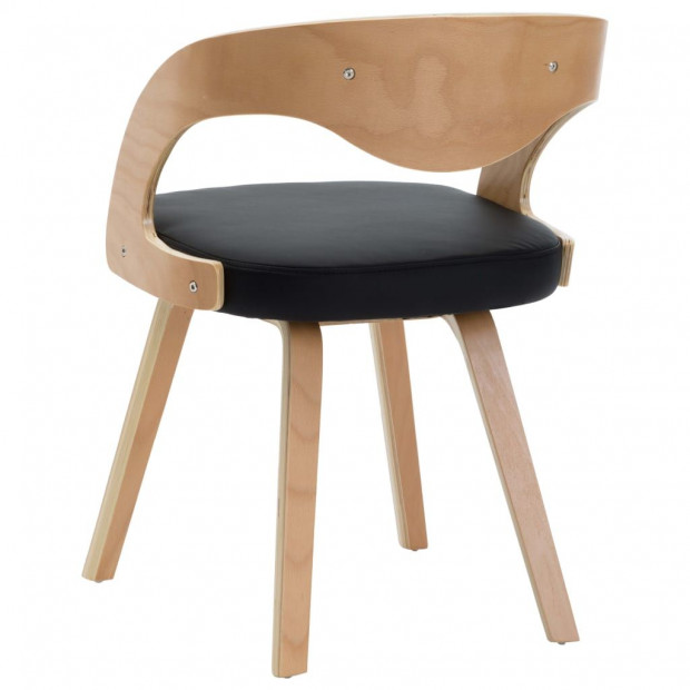 Dining Chairs 4 Pcs Black Bent Wood And Faux Leather Image 6