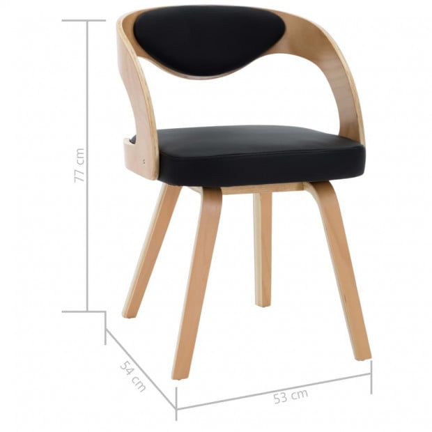 Dining Chairs 4 Pcs Black Bent Wood And Faux Leather Image 7