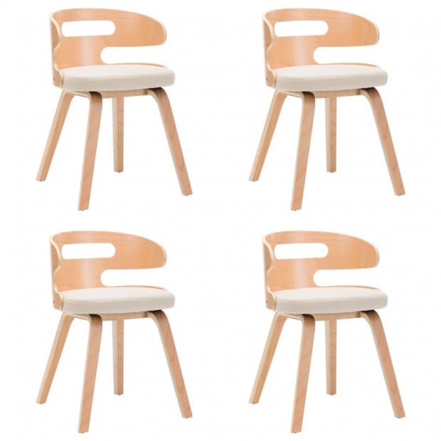 Dining Chairs 4 Pcs Cream Bent Wood And Faux Leather