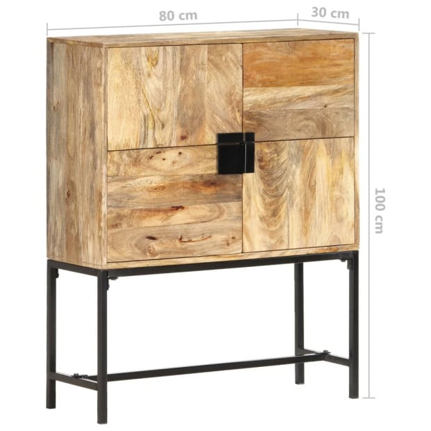 Highboard 80x30x100 Cm Solid Mango Wood Image 9