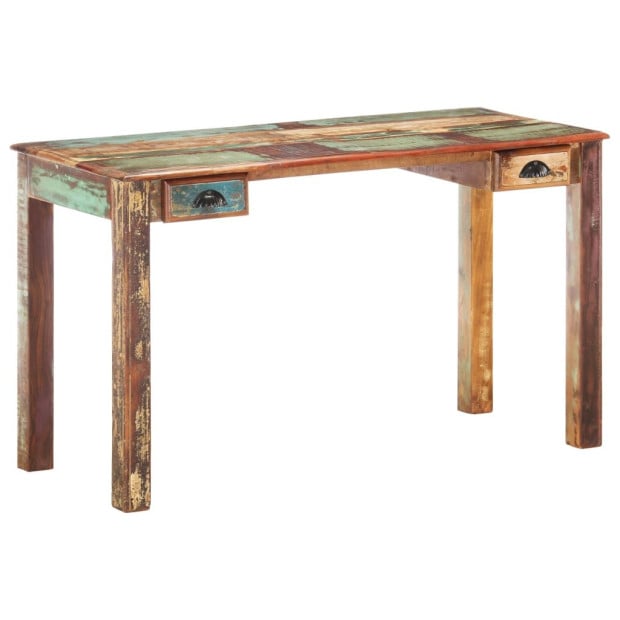 Desk 130x55x76 Cm Solid Reclaimed Wood Image 11