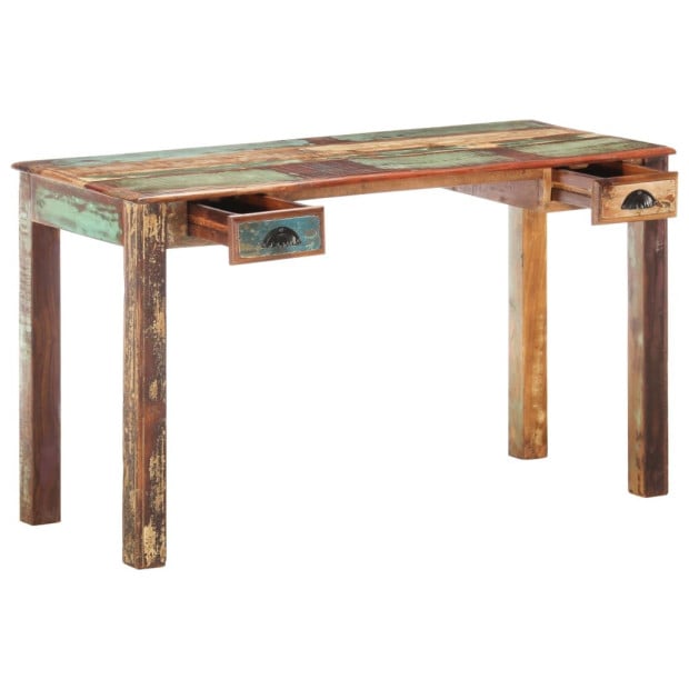 Desk 130x55x76 Cm Solid Reclaimed Wood Image 3