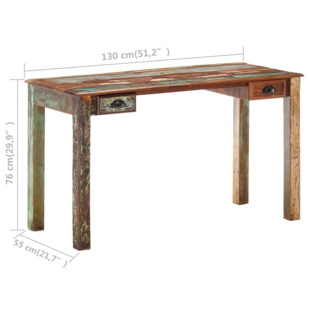 Desk 130x55x76 Cm Solid Reclaimed Wood Image 7