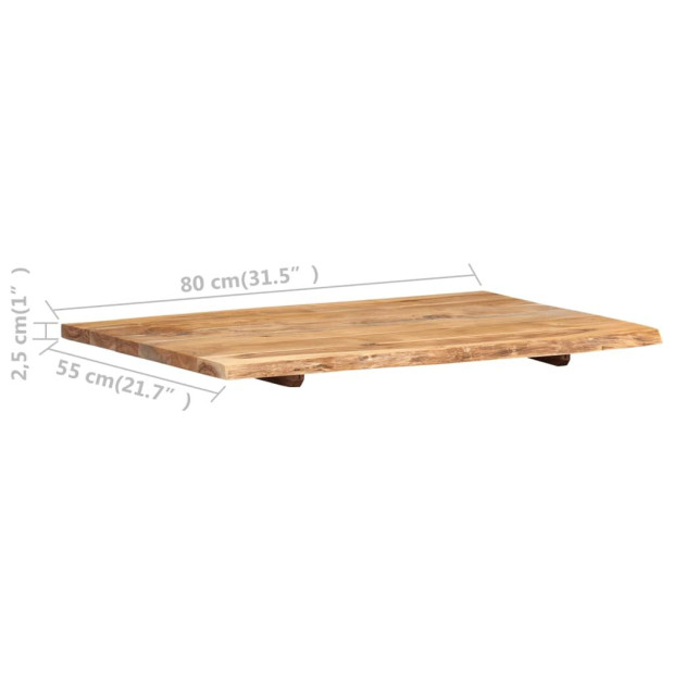 Bathroom Vanity Top Solid Acacia Wood 80x55x2.5 Cm Image 4