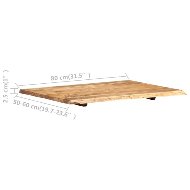 Table Top Solid Acacia Wood 80x(50-60)x2.5 Cm Image 5