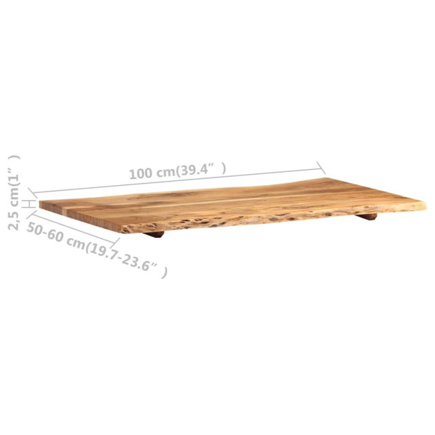 Table Top Solid Acacia Wood 100x(50-60)x2.5 Cm Image 5