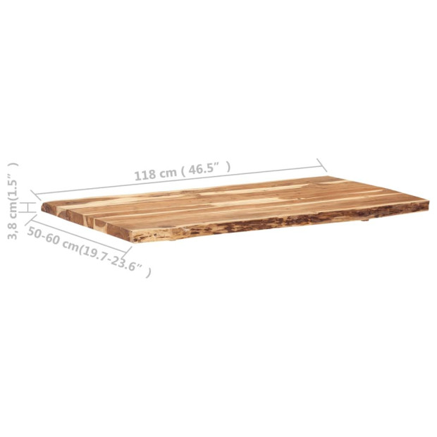 Table Top Solid Acacia Wood 118x(50-60)x3.8 Cm Image 5