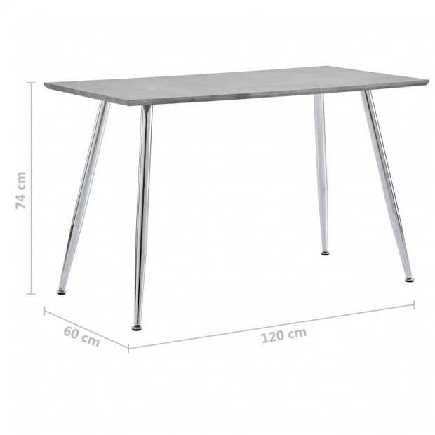 Dining Table Concrete And Silver 120x60x74 Cm Mdf Image 6