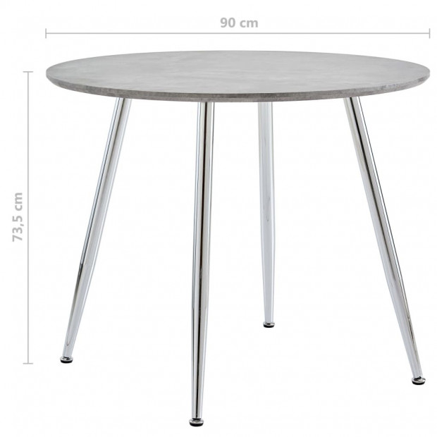 Dining Table Concrete And Silver 90x73.5 Cm Mdf Image 5