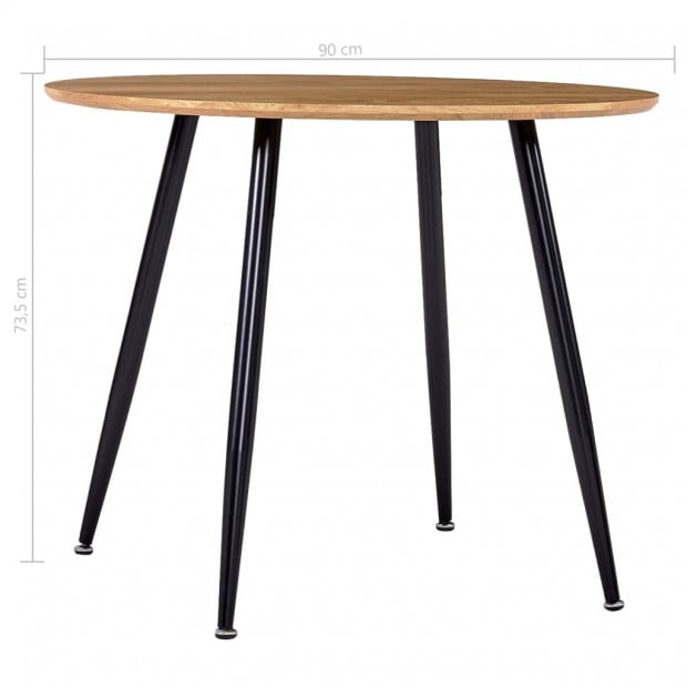 Dining Table Oak And Black 90x73.5 Cm Mdf Image 5