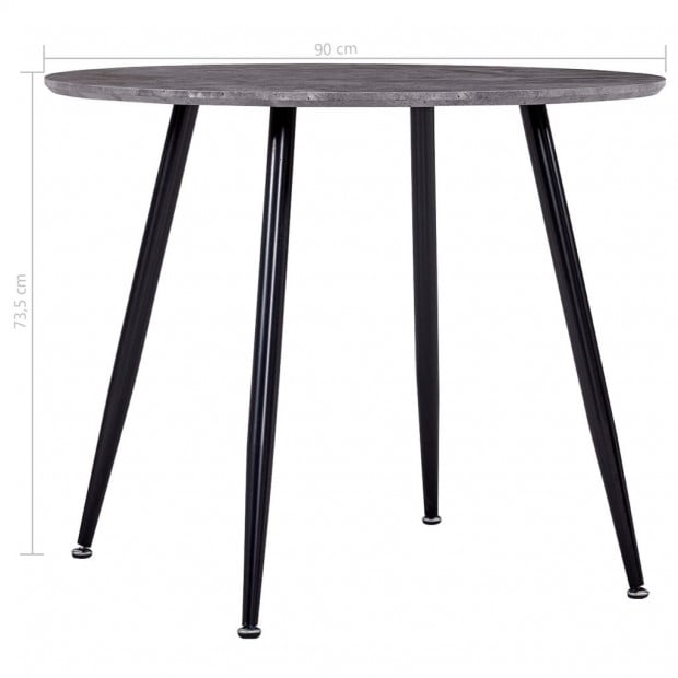 Dining Table Concrete And Black 90x73.5 Cm Mdf Image 5