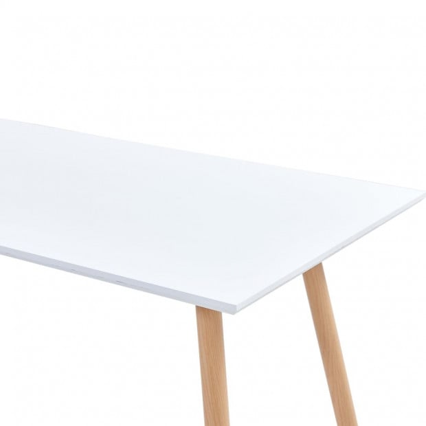 Dining Table White And Oak 120x60x74 Cm Mdf Image 4