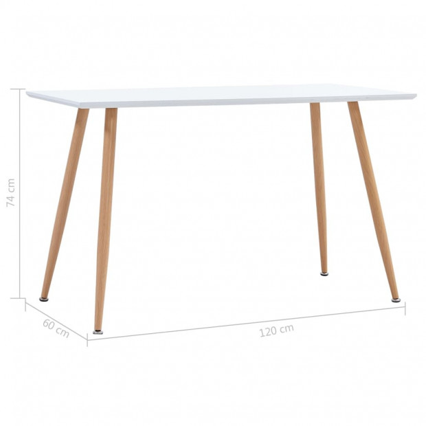 Dining Table White And Oak 120x60x74 Cm Mdf Image 5